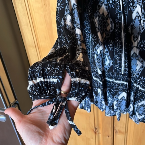 Free People Down By The Bay Blue White Oversized Tunic Top Dress - Picture 8 of 8